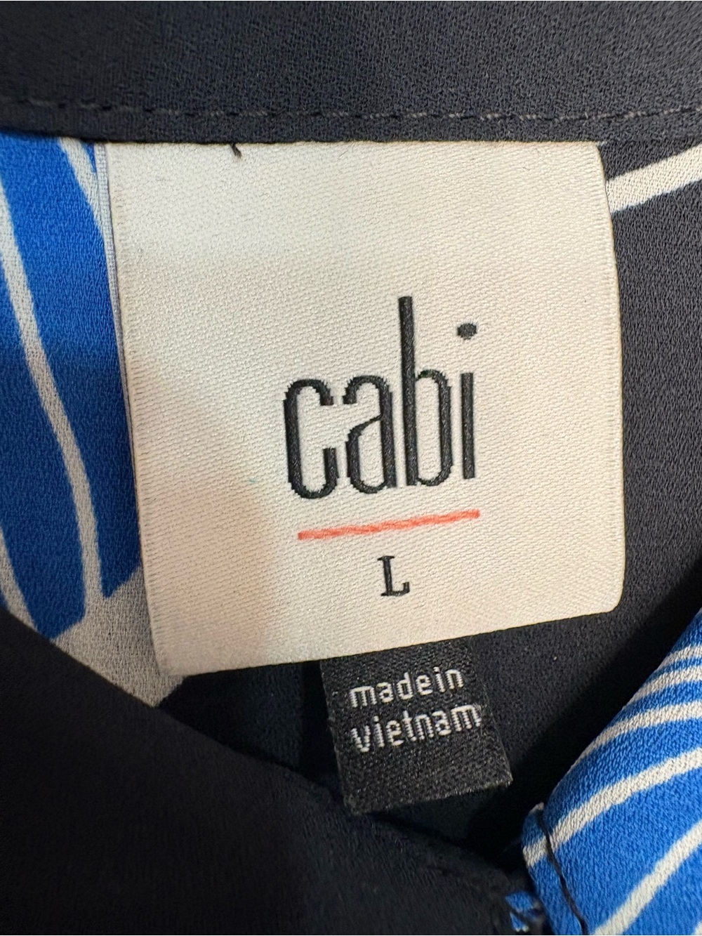 CAbi Navy Blue Floral Button-Down Shirt with Blue Motif - Picture 5 of 8